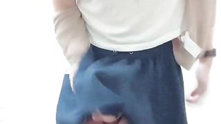 Ladyboy Self Getting Off in Public Wc