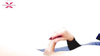 The flawless HAND JOB - Sissy T-Girl with Crimson Fucks