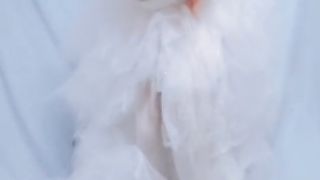 Kasnicole 309 obscene bride jacking in white nylon