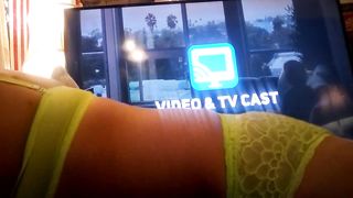 Thong fellow masturbating to tranny solo