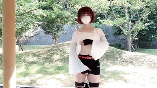 [SISSY] I took out a stiffy from the wedge of the piercing in the park in the daytime.