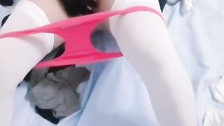 Kasnicole 308 Student put off Uniform Stocking and on Cool Stocking to have fun Labia and Boobies