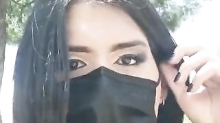 Sissy trap in public with make-up