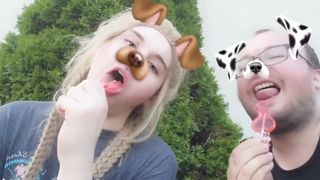 Jazzy & her beau munching spears