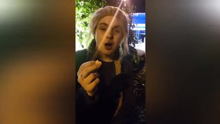 Jazzy & her beau munching spears