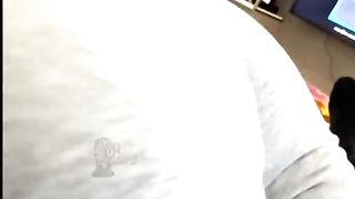 Smallish Latina Trans in Grey Sweats - Prone