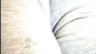 Smallish Latina Trans in Grey Sweats - Prone