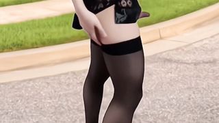 Scorching Ash-Blonde She-Creature In Public Marvelous Clothed Super-Cute Femboy