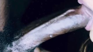 CRIMSON LIP LINER & JISM BIG BLACK COCK JIZZES IN GULLET OF CRIMSON LIPPED BI-ATCH