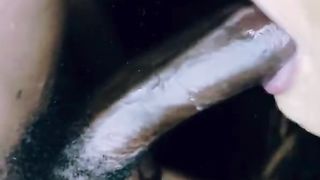 CRIMSON LIP LINER & JISM BIG BLACK COCK JIZZES IN GULLET OF CRIMSON LIPPED BI-ATCH