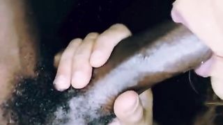 CRIMSON LIP LINER & JISM BIG BLACK COCK JIZZES IN GULLET OF CRIMSON LIPPED BI-ATCH