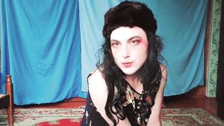 Super-Steamy Yam-Sized Backside Ash-Blonde Fag in Cougar Sundress Youtuber CrossdresserKitty