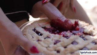 Platinum-Blonde cougar Dee Williams strokes in the bed then thin puny bosoms transsexual Tori Easton joins her with XXL t-girl trunk out to suck fellatio.