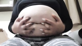 Tonguing some snacks and pizza - very first movie :trio