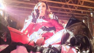 Smoking Alektra No 55 (tweaked crimson catsuit long green fingernails black hip high footwear jizz flow)