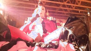 Smoking Alektra No 55 (tweaked crimson catsuit long green fingernails black hip high footwear jizz flow)