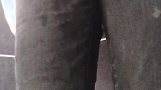 Leisurely dousing black denim