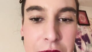 nasty tgirl paints her figure before fumbling herself (pt 1)