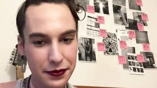 nasty tgirl paints her figure before fumbling herself (pt 1)