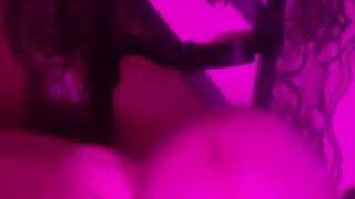 Trans mummy plays with her udders and stiff trouser snake