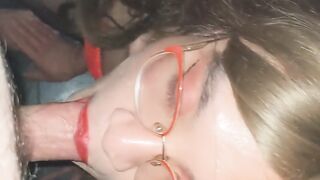 Sissy femboy gets facial cumshot point of view deep throat