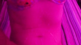 T-female solo masturbate after being jizzed on