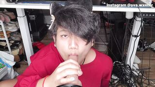 [4K] Lovely Femboy Fellates Your Fuckpole While You Game. JIZZ IN THROAT!!!