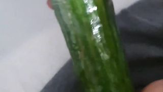 suntanned teenie transgender woman[@Mia-Emilia]likes to plow herself with yam-sized cucumber