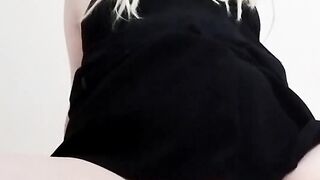 Sexy sissy shemale masculinely milks off her assfuck and in the finale coolly whips out a pile of man gravy