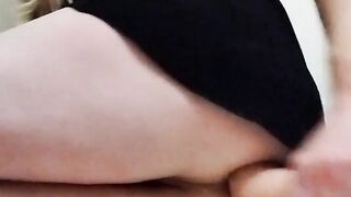 Sexy sissy shemale masculinely milks off her assfuck and in the finale coolly whips out a pile of man gravy