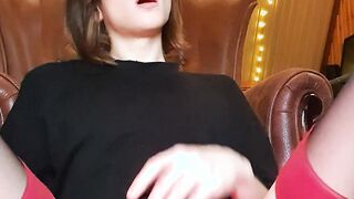 Adorable Femboy in stokings spunking