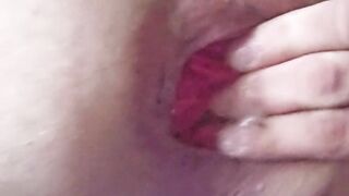 Spreading my culo doggiestyle with ginormous fuck stick