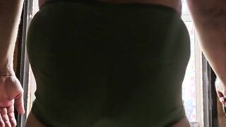 Doing things around the palace with a meaty ass-plug in my rump and a long and rump cutoffs to hold deep in