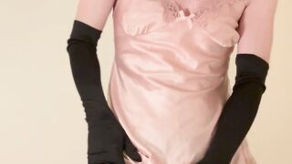 Jess silk rides black dildo