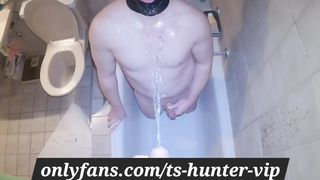 shemale big cock gives golden shower for the guy