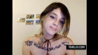 Petite trap amateur plays with her dick2