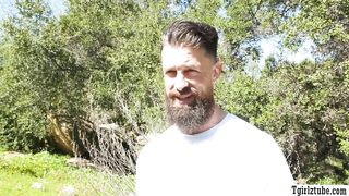 Busty TS camper gets analed by friend inside tent 2