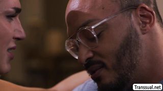 Tgirl Kalli Grace barebacked by black Dillon Diaz