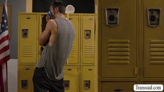 TS Jexxxica gets barebacked by pervert gym buddy