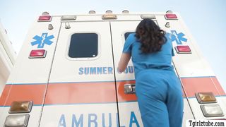 Ambulance driver bareback fucks TS nurse in mobile