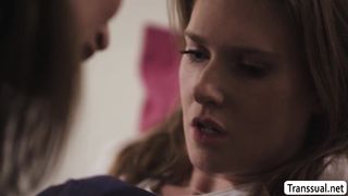 Shemale stepmom catches stepdaughter masturbating