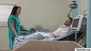 TS nurse Kasey Kei barebacked by her horny patient