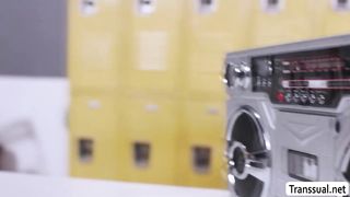 Nasty cheerleader licks and fucks new comers pussy