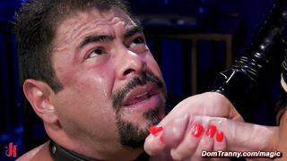 Huge tits redhead shemale fucks slave