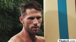 Handsome Surfer meets and fucks Shemale in jungle