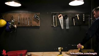 Tied up and gagged shemale anal fucked