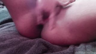 Powerful onanism with faux-cock - numerous ejaculations squeals and wiggles