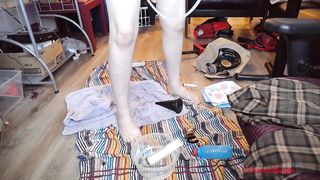 Puppy's bladder to butt cramming ,then soaking