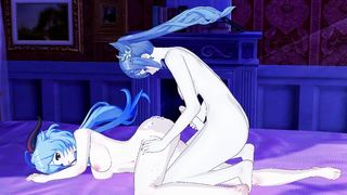 Genshin Influence : Hermaphroditism Keqing x Ganyu [ Yuri Anime porn ]