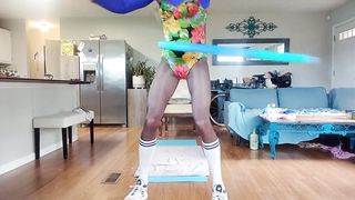 LATEX Sissy Femboy Bored from Aerobics so does assfuck until CLIMAX